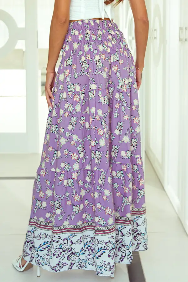 Casual Maxi Floral Print Skirt