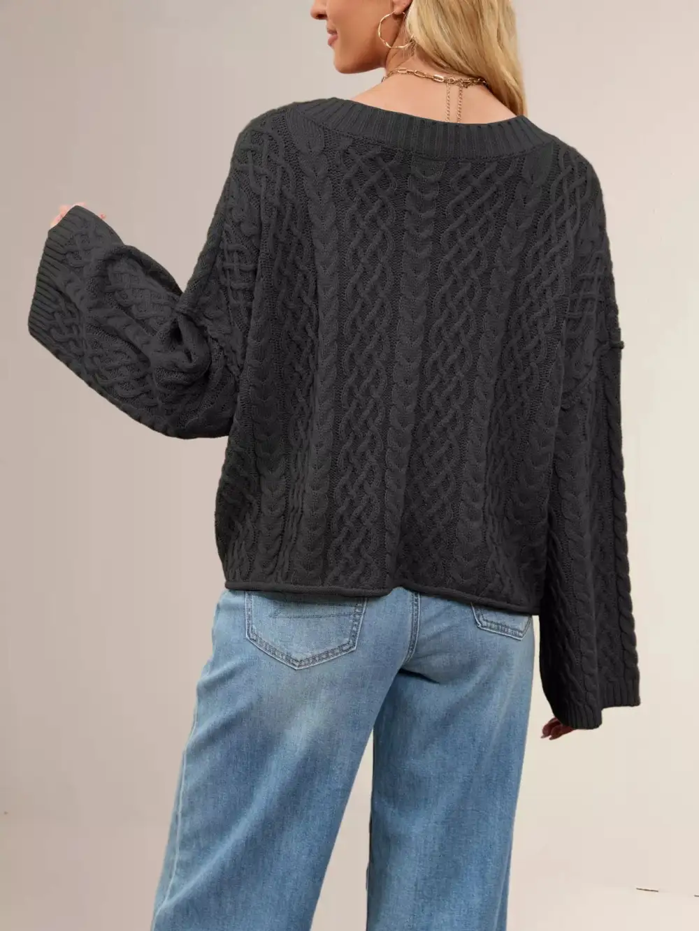 Cable Knit Button Down Cardigan
