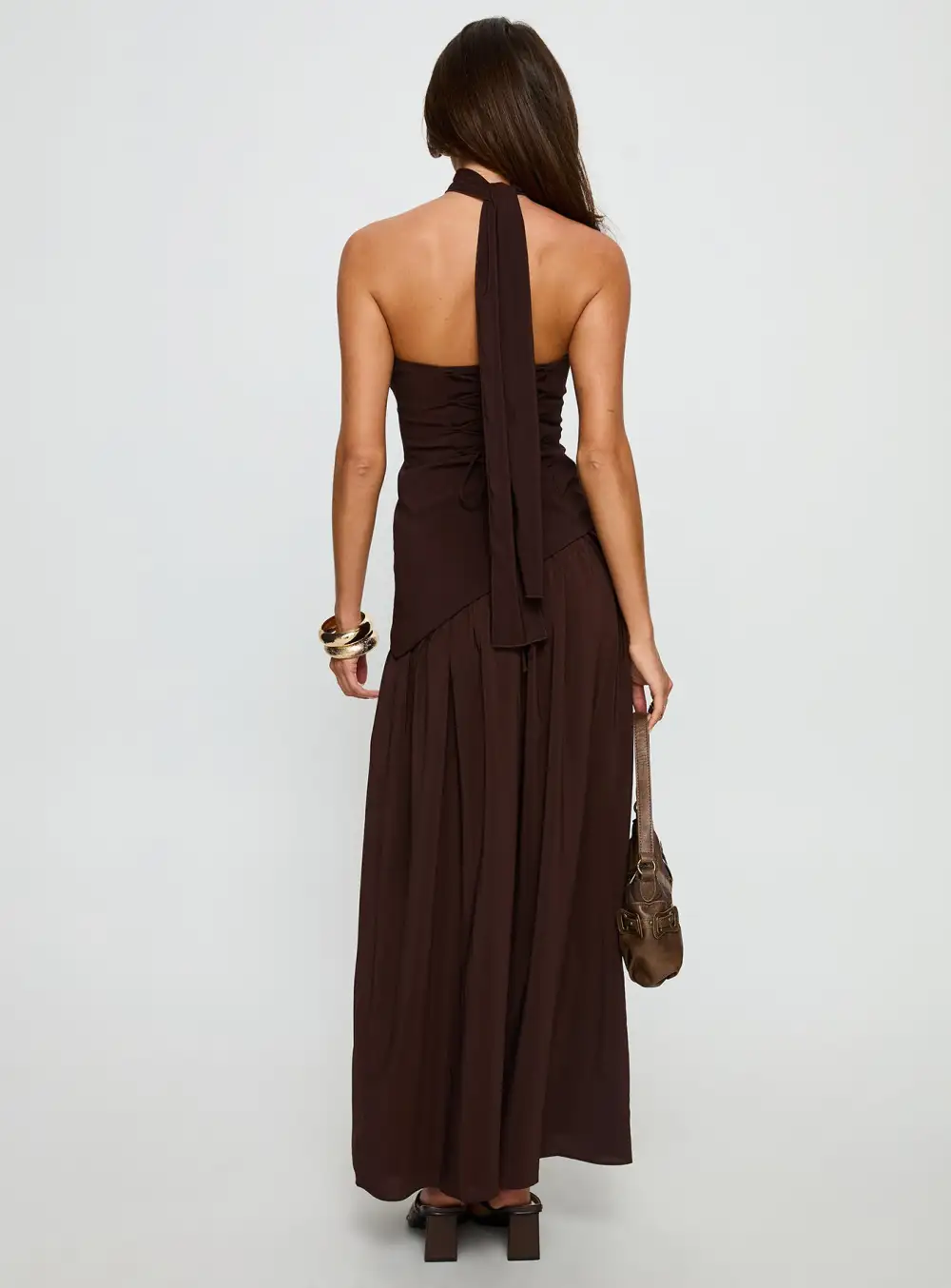 Embroidered Detail Strapless Maxi Dress
