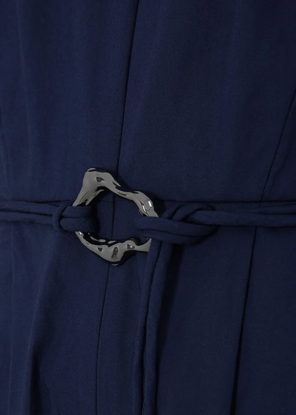 Casual And Versatile Navy Blue Puff Sleeve Women's Jumpsuit