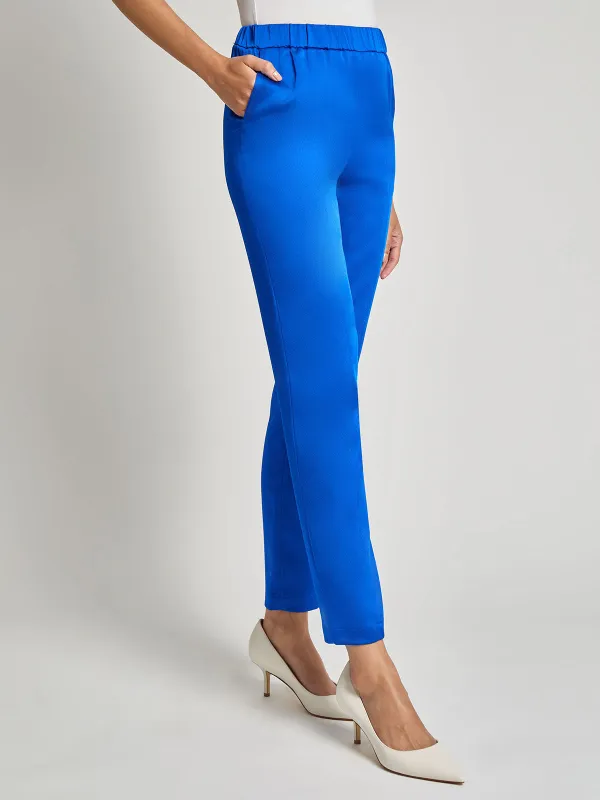 Solid Color Elastic Waistband Pants
