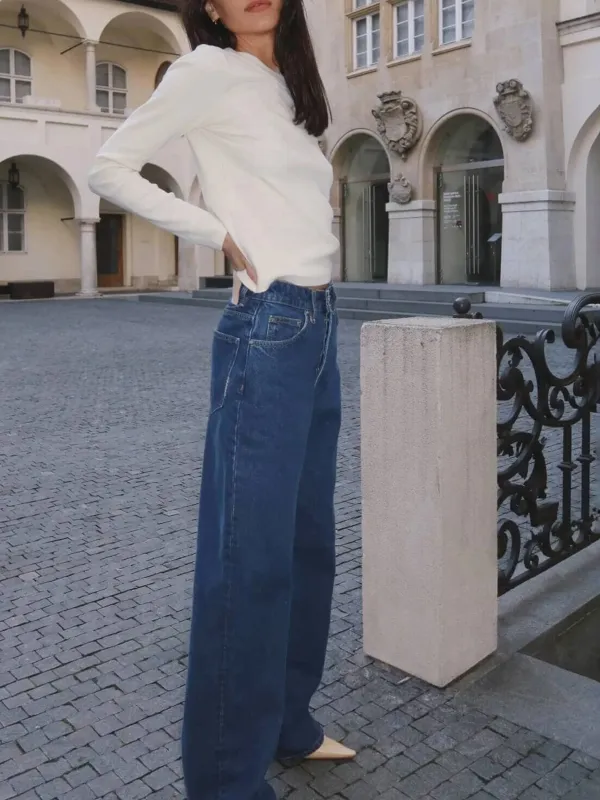 Mid-Waist Straight Jeans