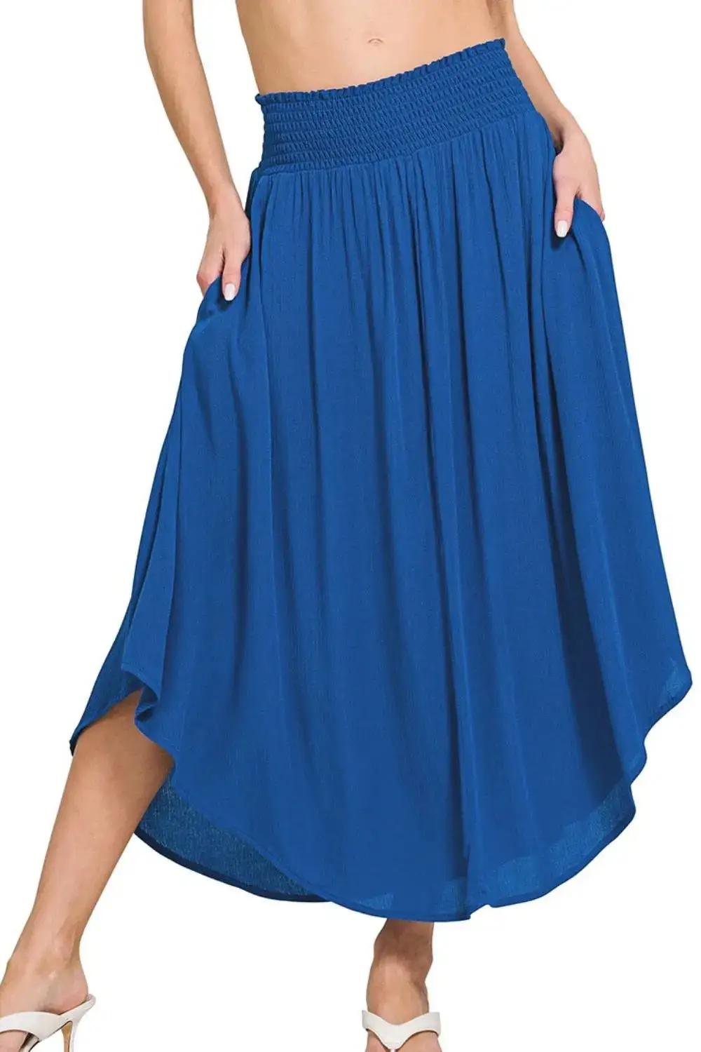 Easygoing Smocked Pocket Maxi Skirt