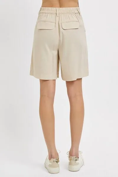 Everyday High Rise Pleated Front Shorts