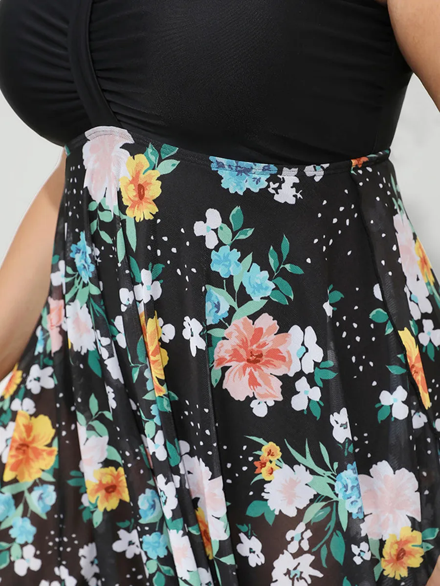 Chiffon Printed One-Piece Swimsuit