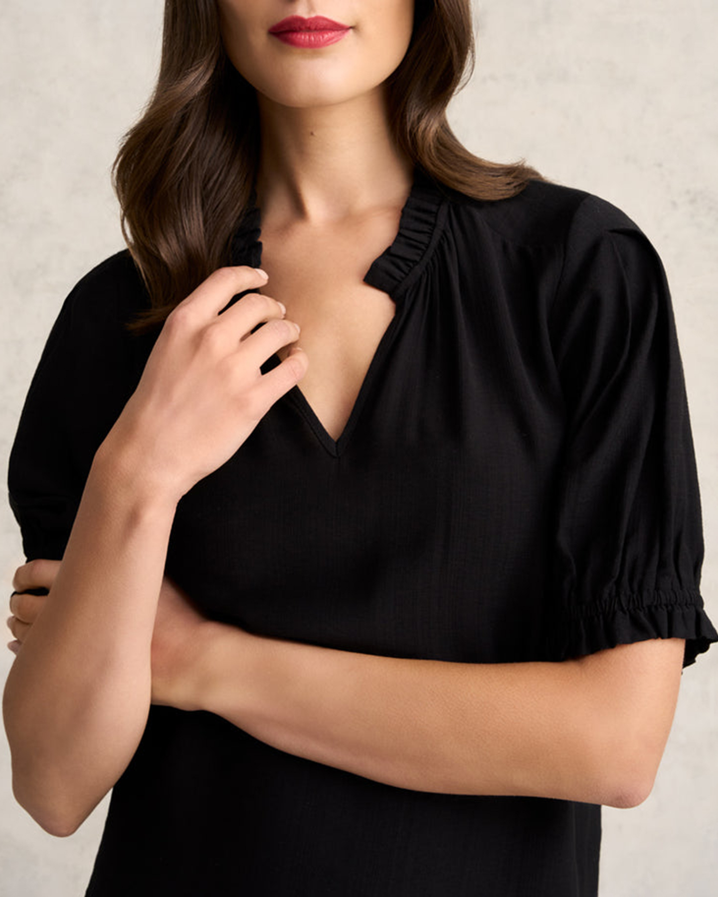 Puff Sleeve V Neck Blouse