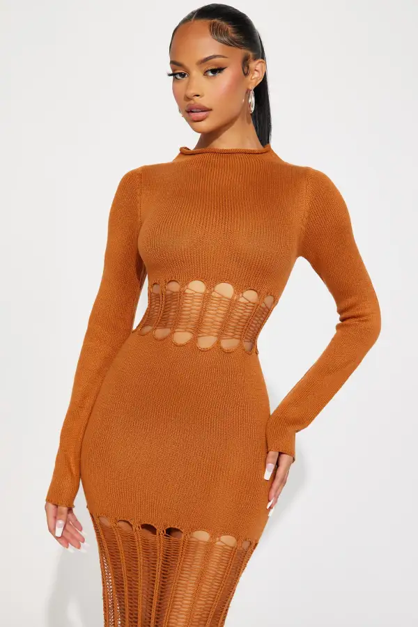 Tamara Sweater Midi Dress - Camel