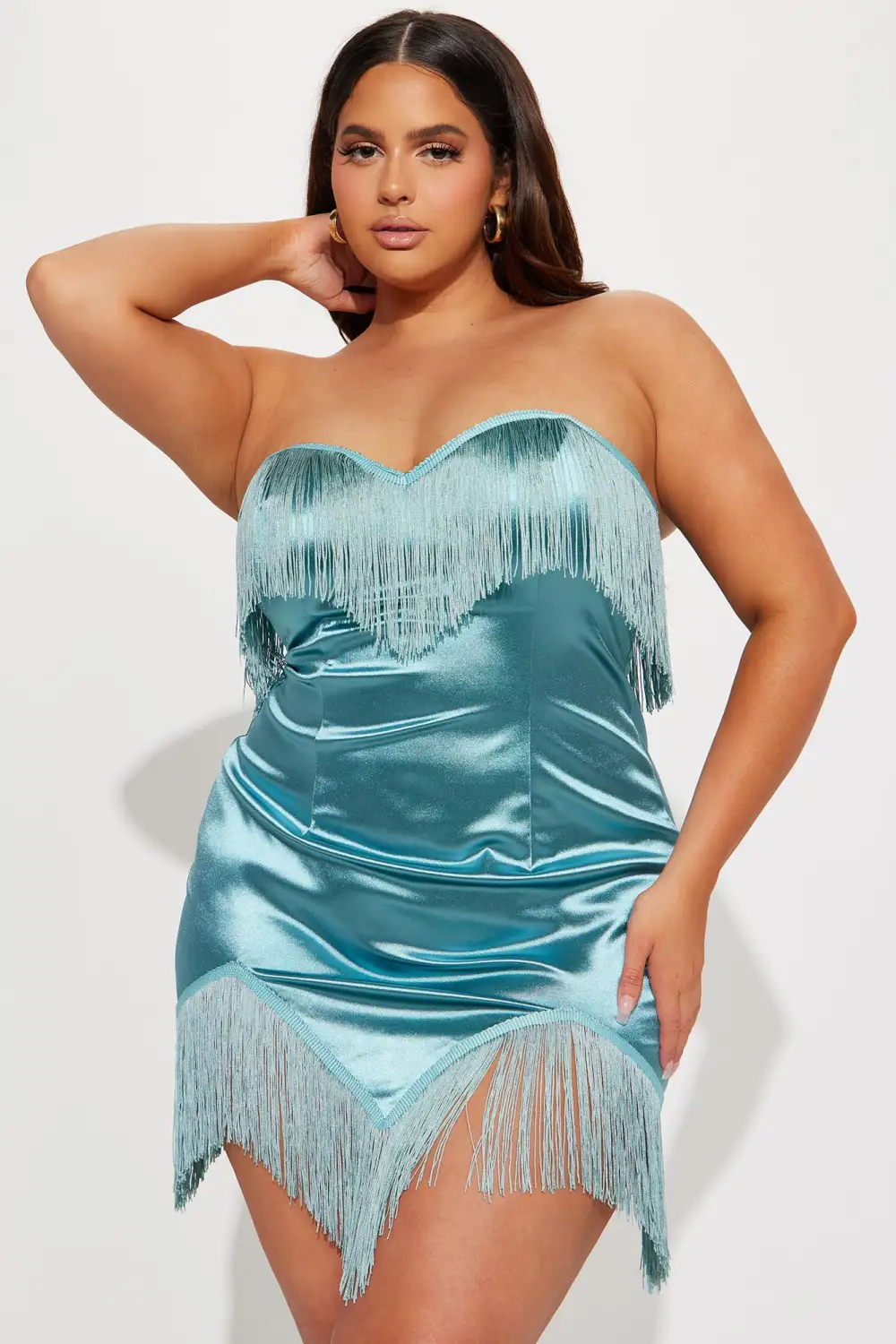 Gwen Fringe Mini Dress - Teal