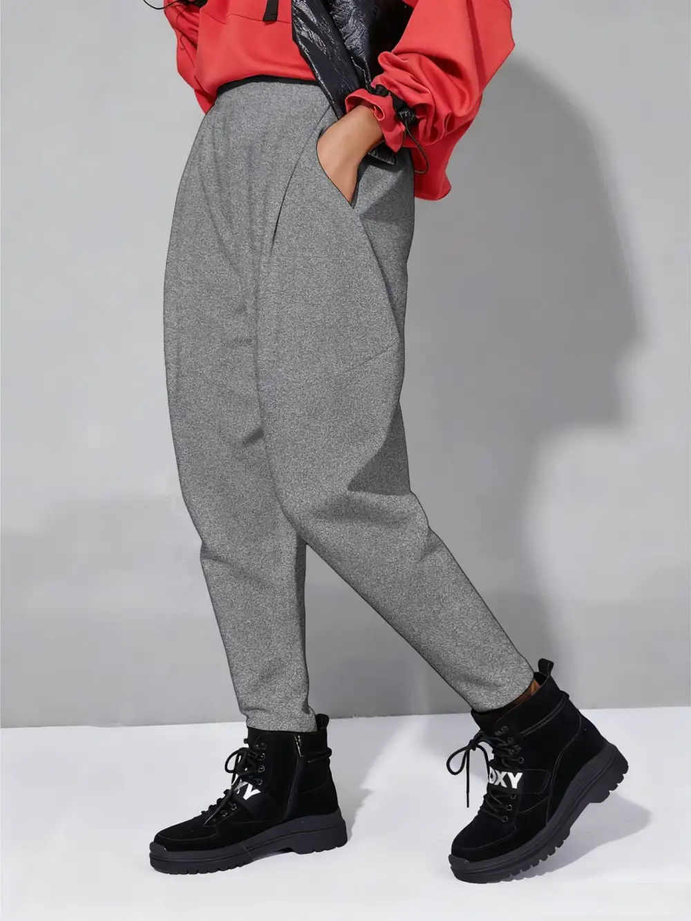 Loose Fit Harem Pants with Pockets