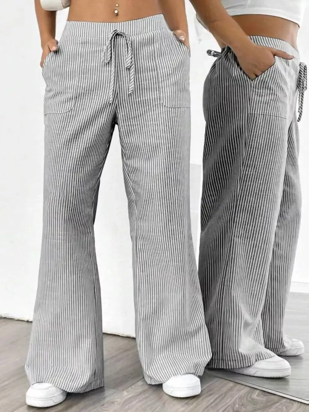 Polished Striped Wide Leg Pants