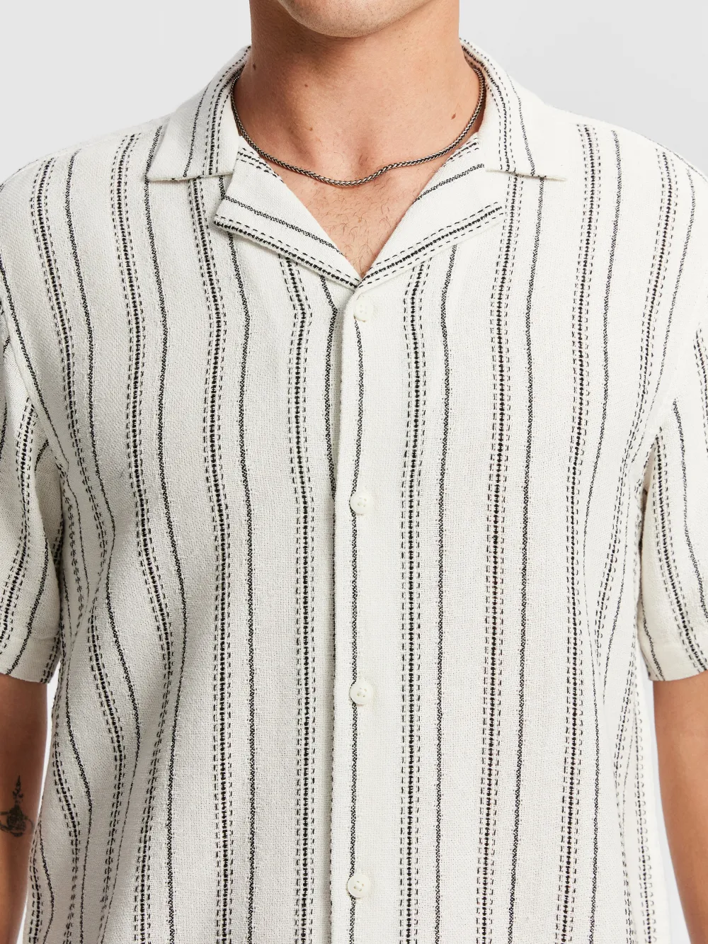 White Striped Short Sleeve Shirt