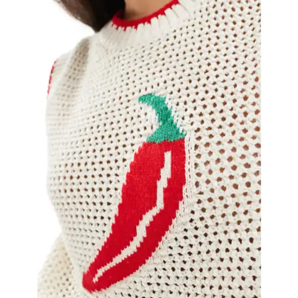 Chili Pepper Crochet Knit Tank Top