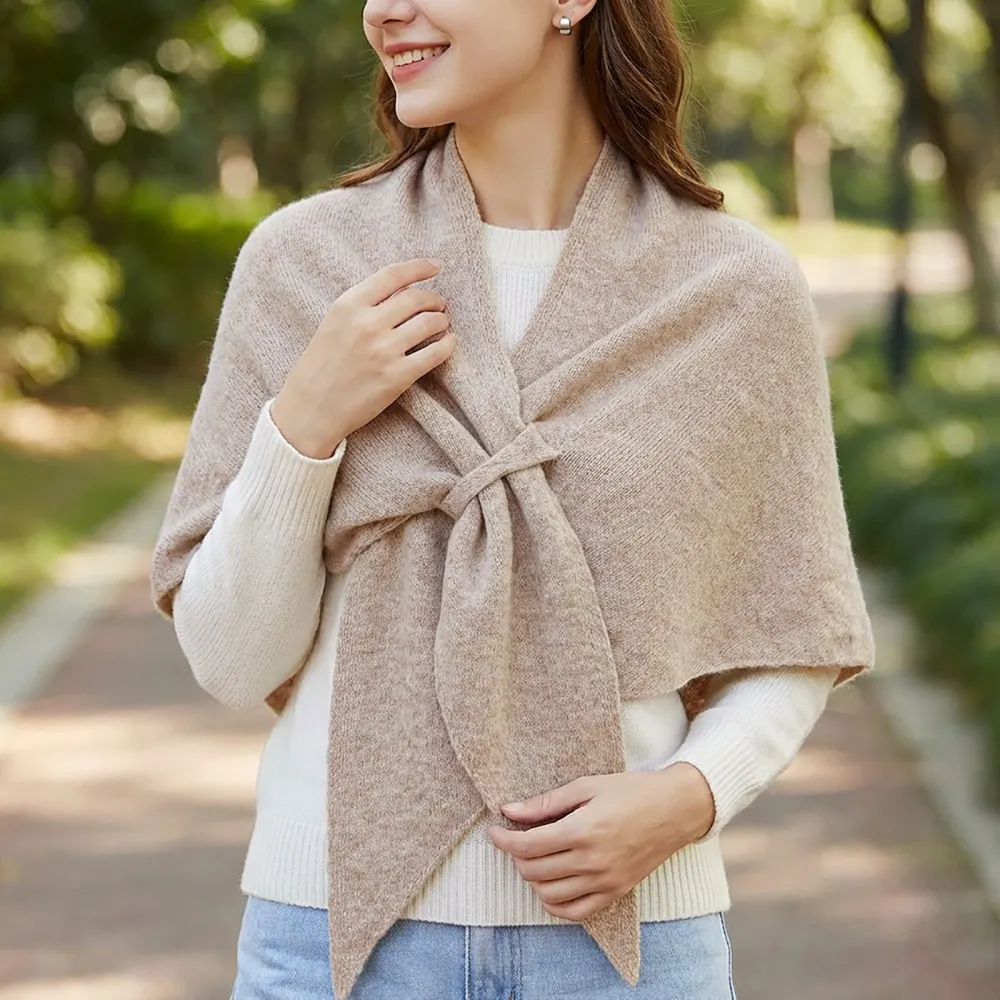 2026 Spring/Fall Faux Cashmere Lazy Style Multi-Color Loose Shawl for Women Warm Triangle Scarf Cape Layering Outerwear