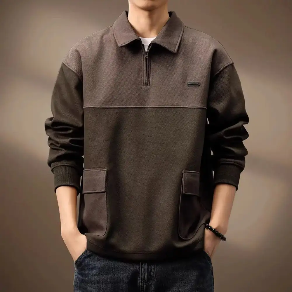 Structured Long Sleeve Collar Polo