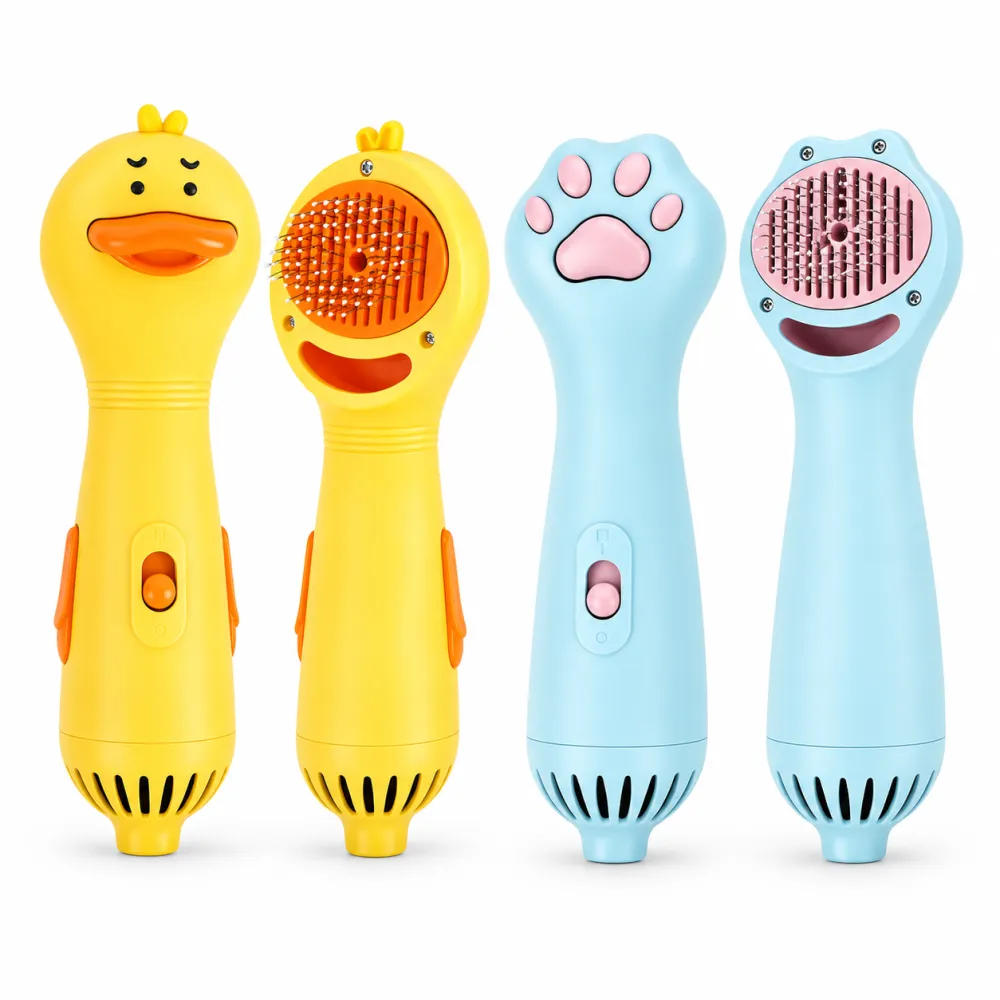 Pet Hair Dryer Brush for Cats & Dogs - Electric Blow Grooming Comb, Compact, Removes Loose & Floating Hair