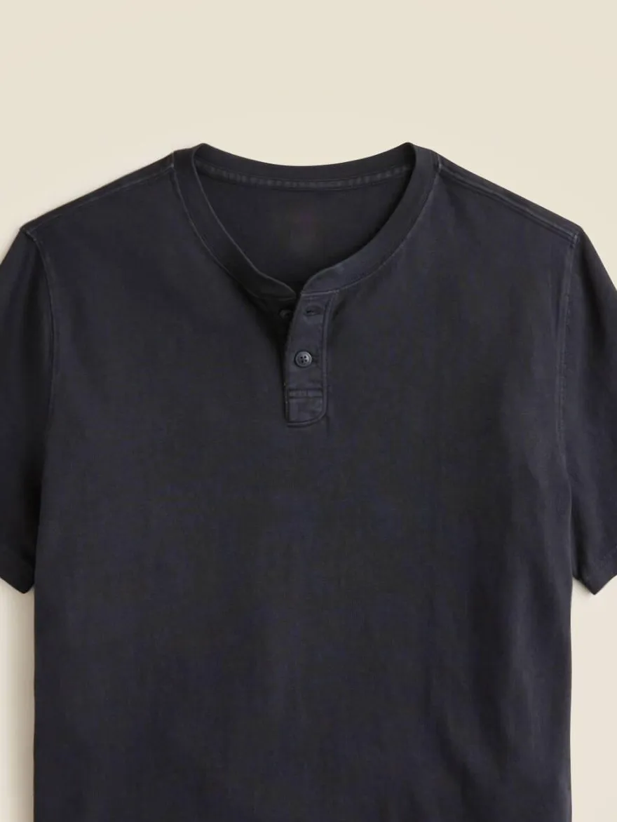 Dark Navy Henley Style T-Shirt