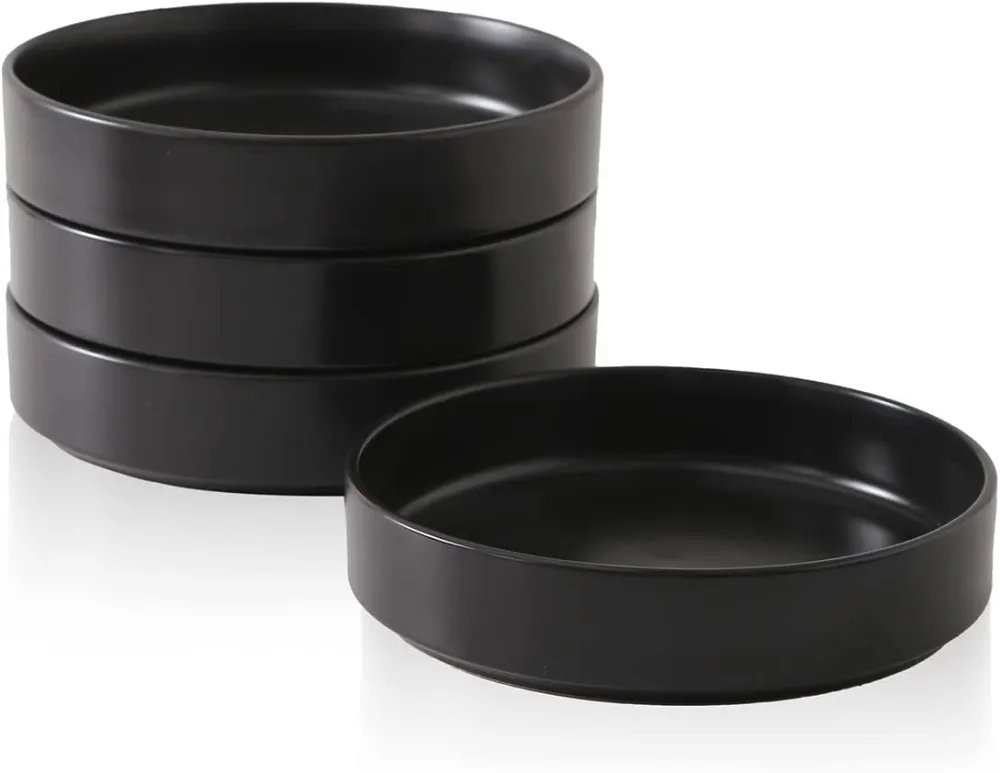 Stone Lain Coupe Dinnerware Set, Service For 8, Black Matte