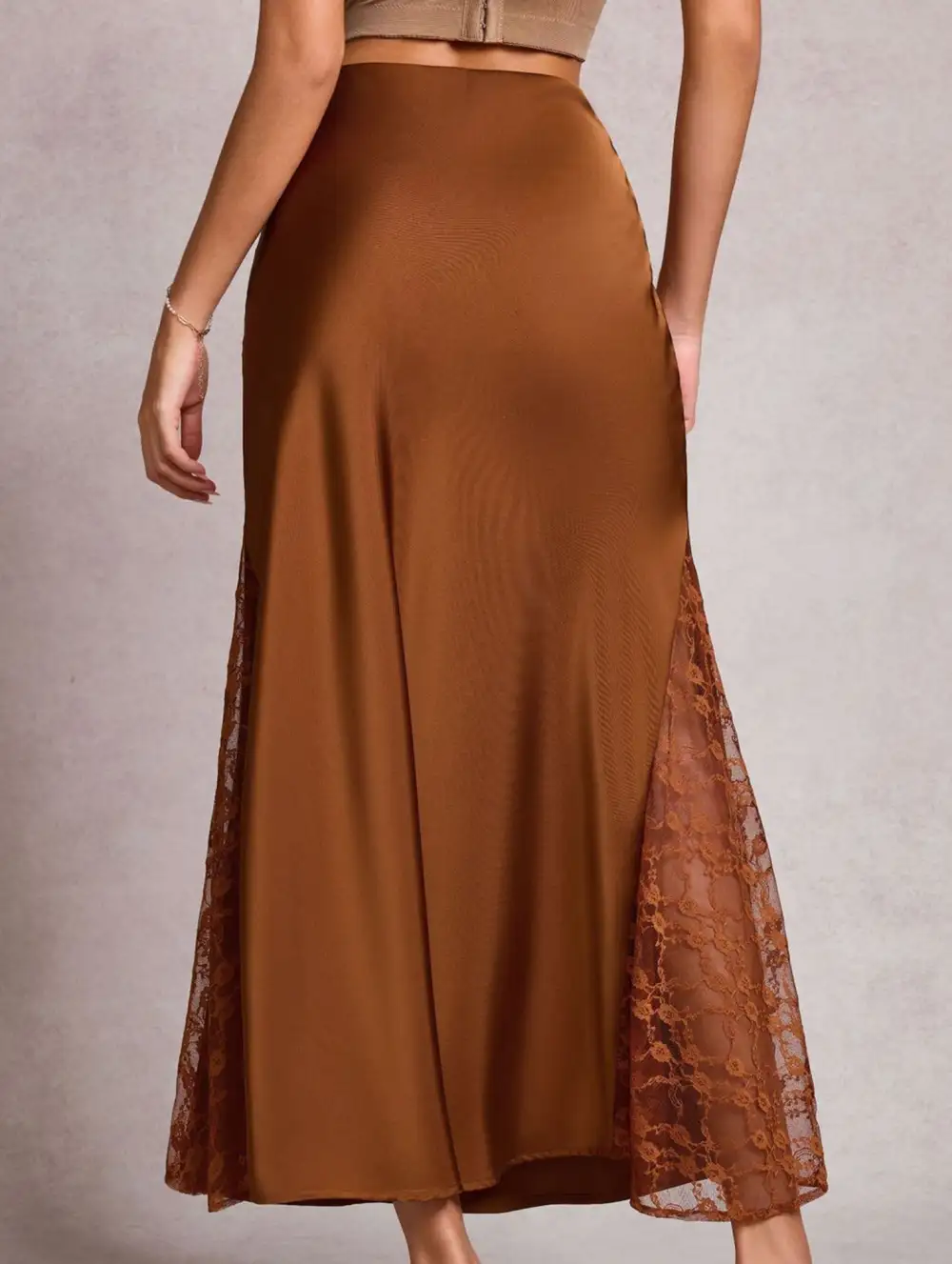 Satin Lace A Line Skirt