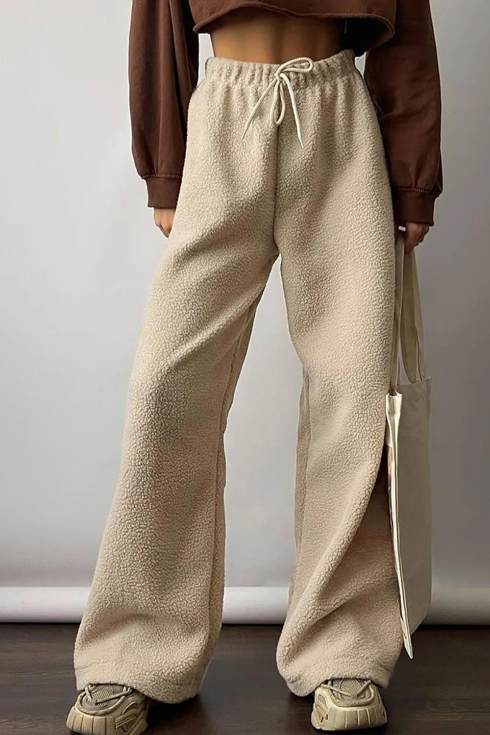 Boucle Plush Wide Leg Pants