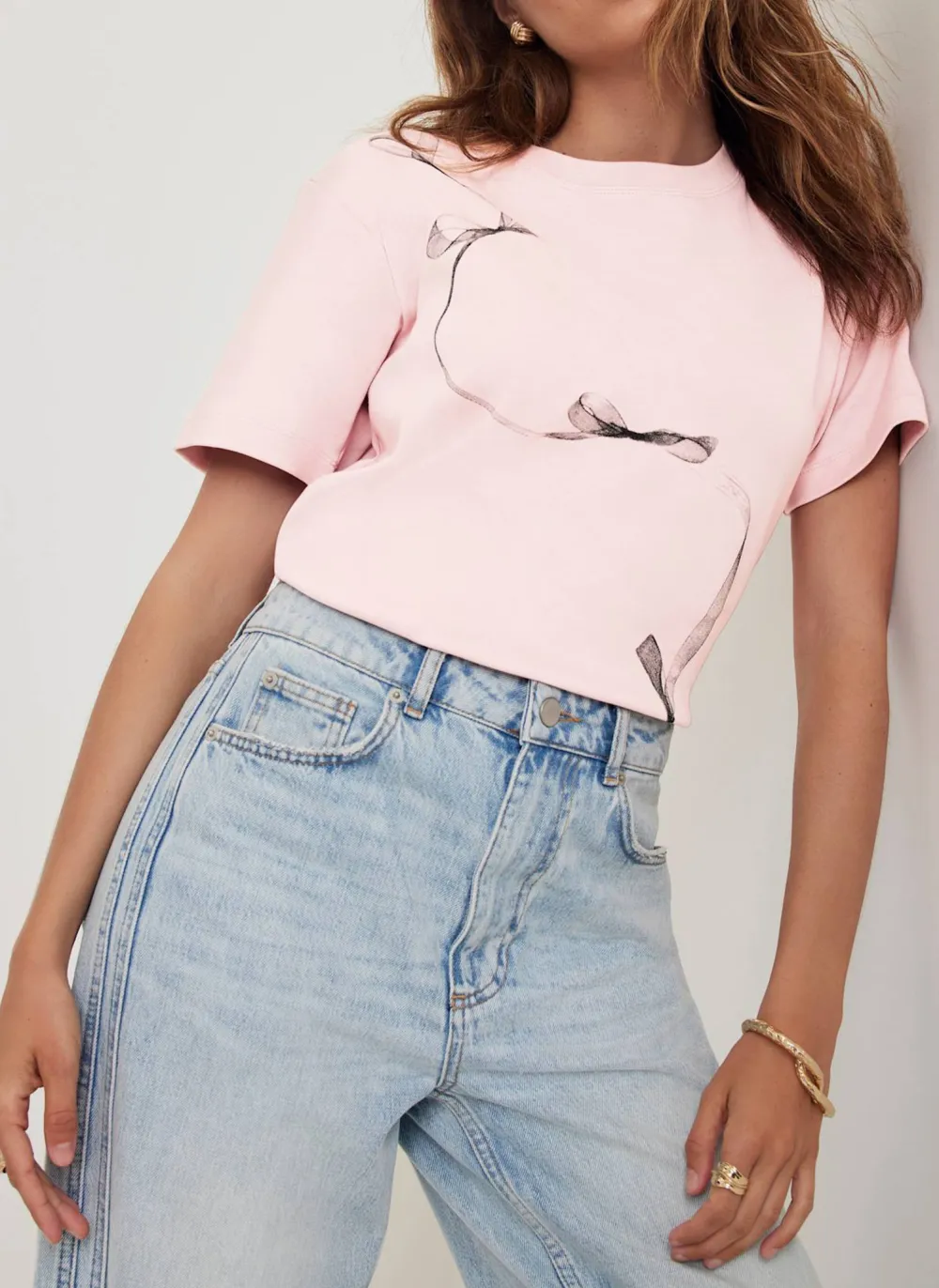 Casual Style Pink Cotton T-Shirt