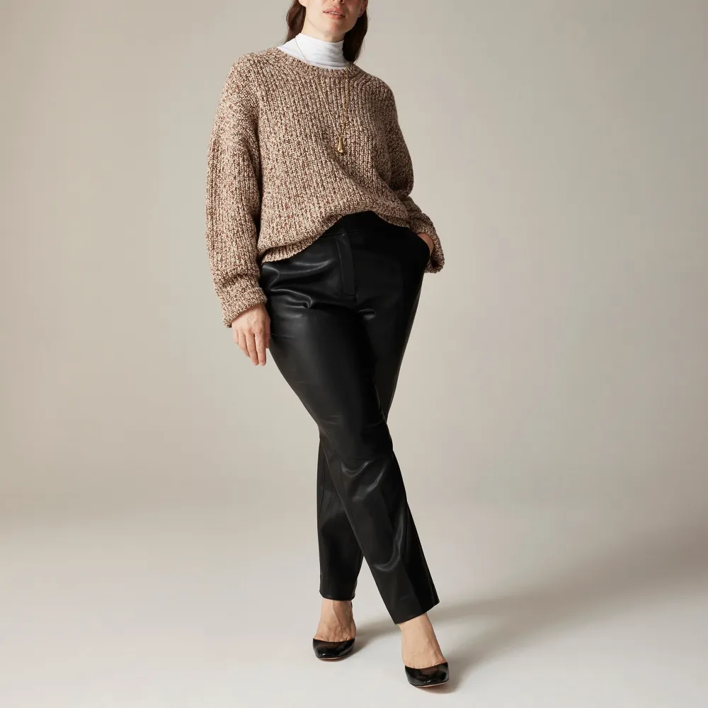 Faux Leather Straight-Leg Pants