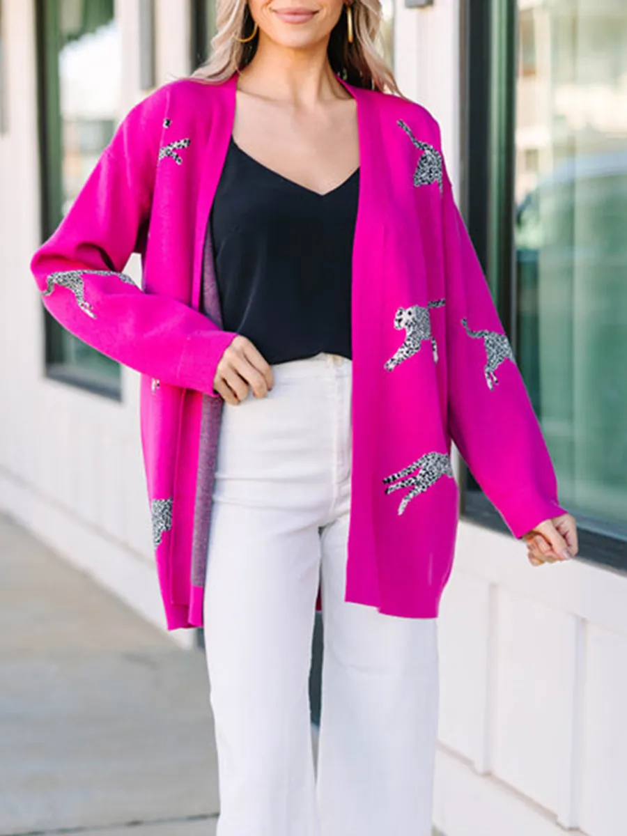 Pink animal pattern Cardigan