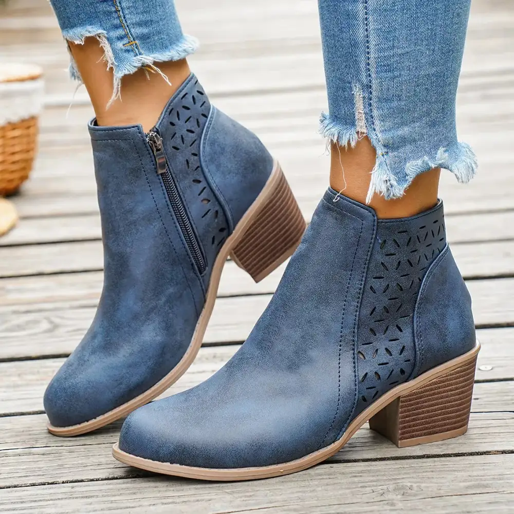 Refined Round Toe Block Heel Boots