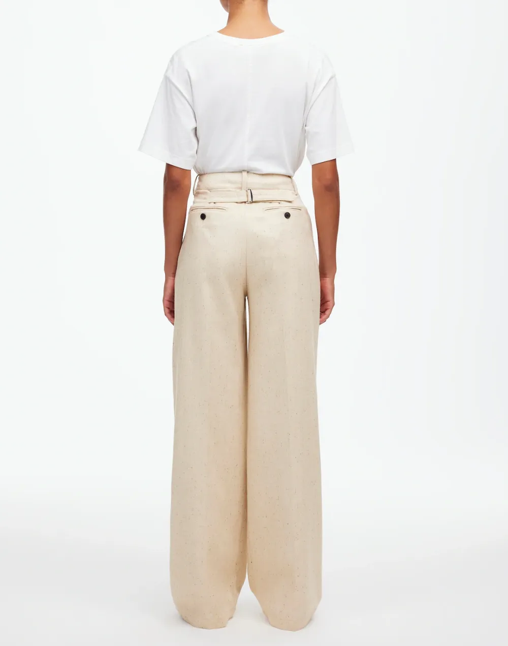 Wide-Leg Pant in Herringbone Fabric