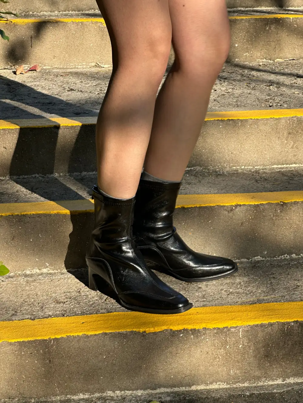 Lamb Leather Stitched Ankle Boots