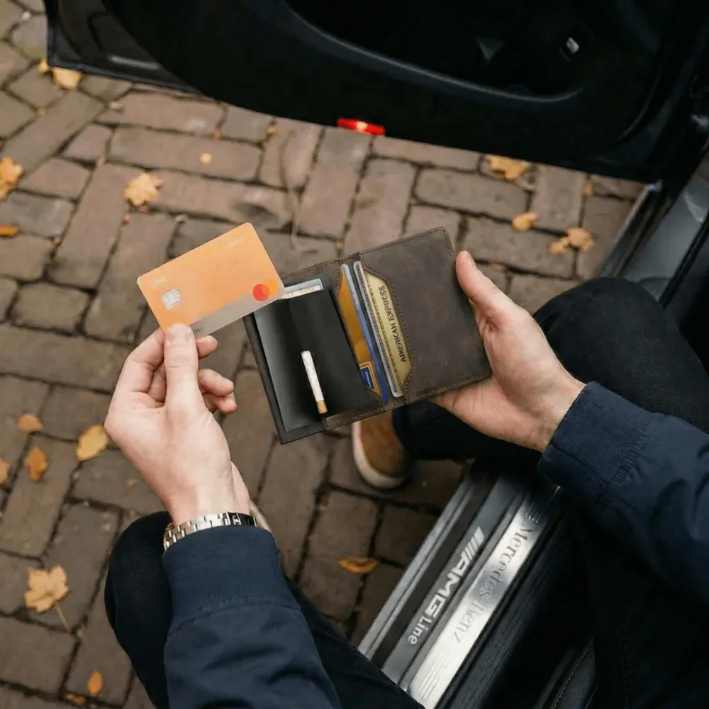 RFID Blocking Automatic Pop-up Metal Card Holder Mini Wallet Coin Purse
