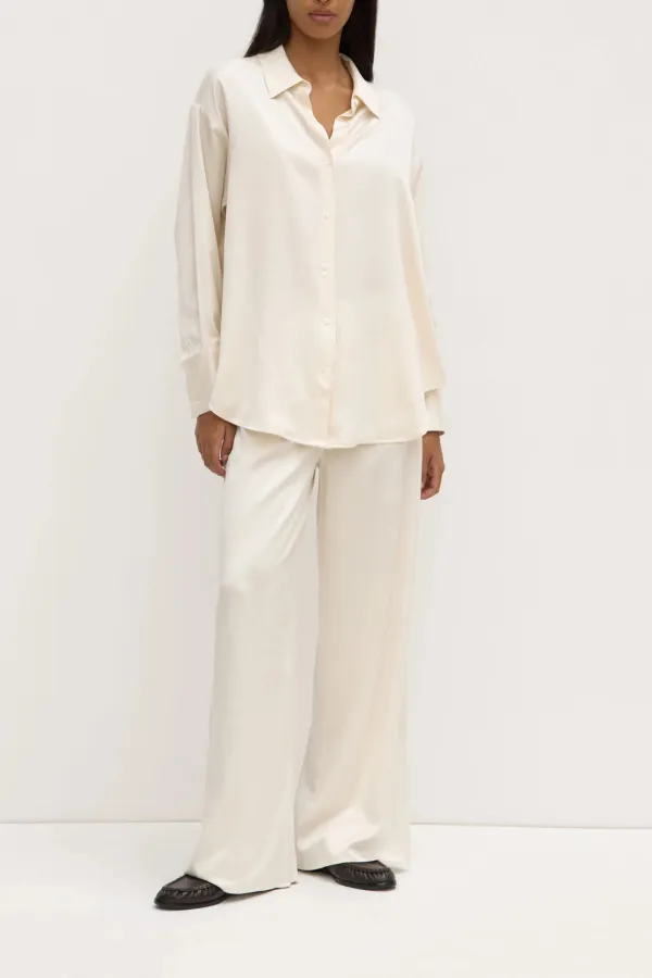 Box Pleated Silk Women's Shirt