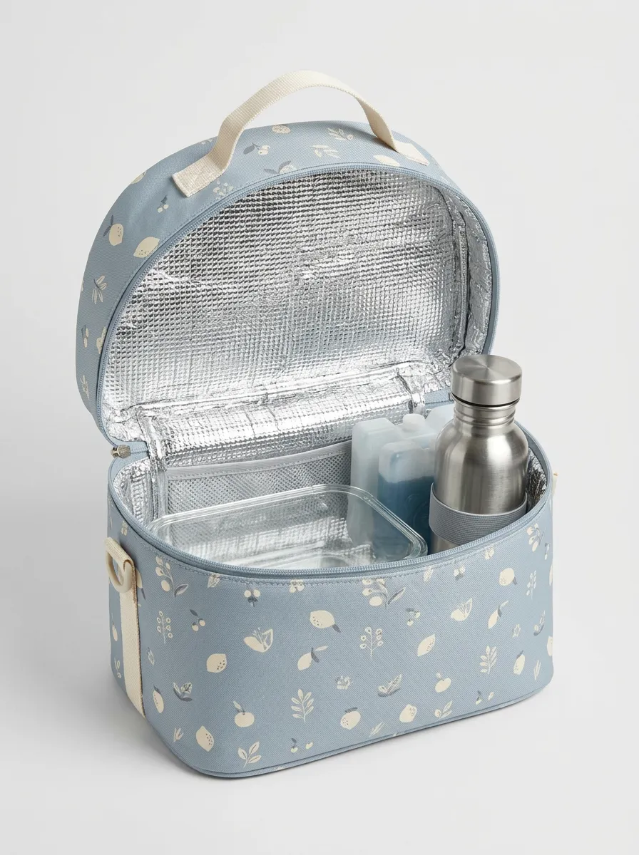 Floral Lemon Pattern Insulated Printed Lunch Bag