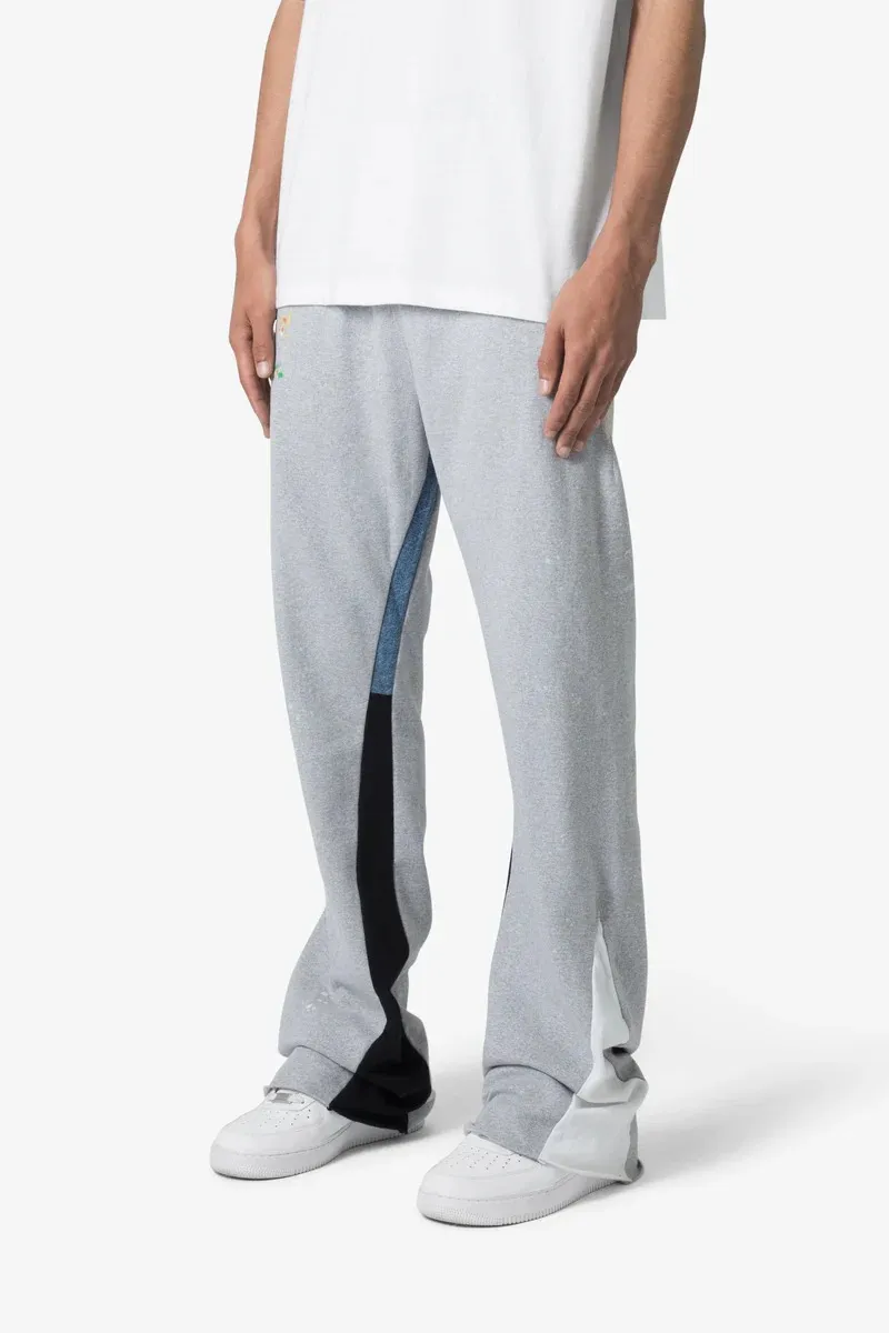 LIGHT GRAY AND BLACK PANELED SWEATPANTS