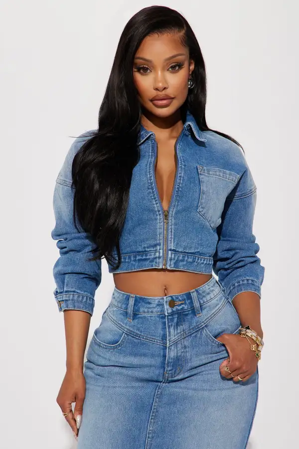 New Mood Denim Skirt Set - Medium Wash