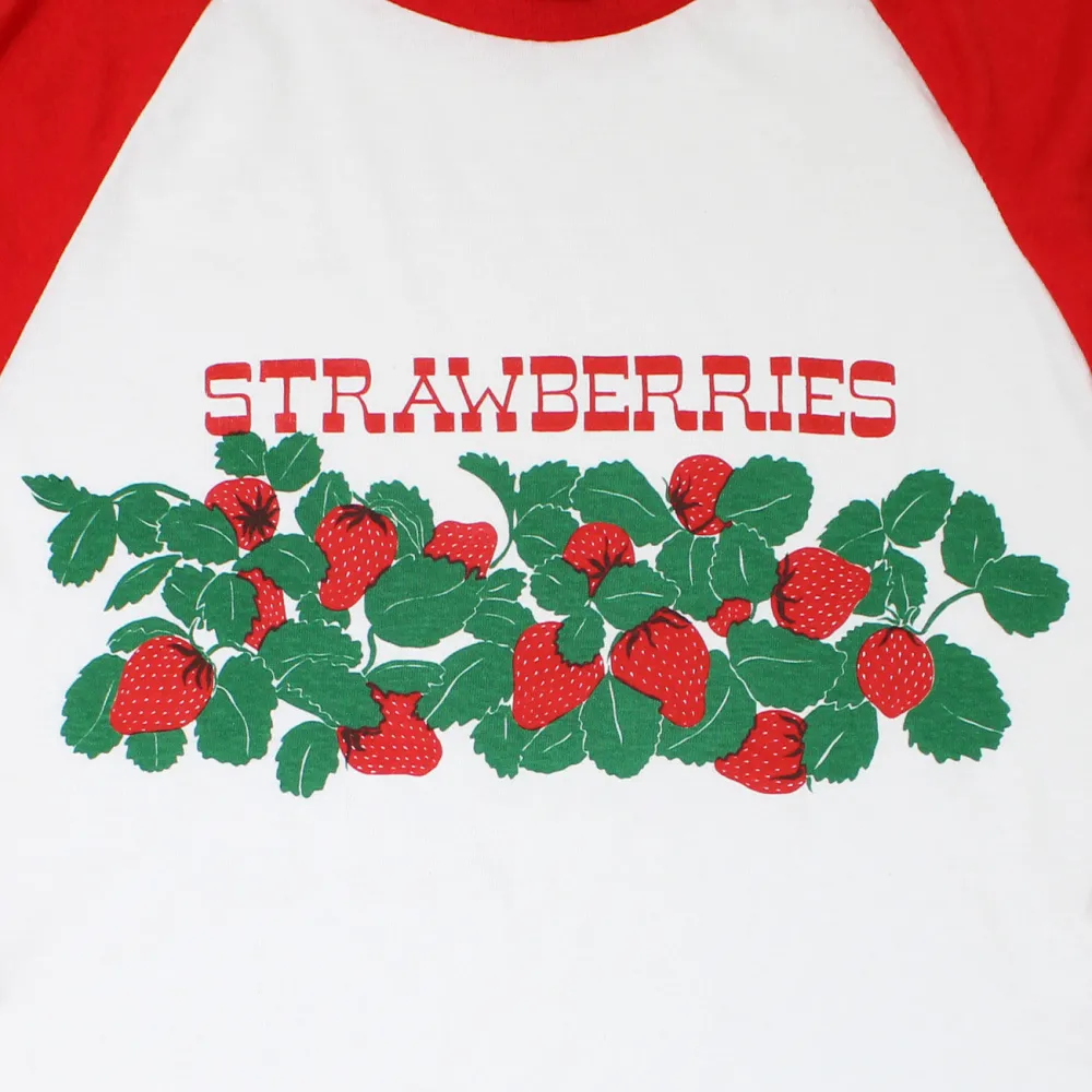 Strawberry Print Round Neck Long Sleeved T-Shirt