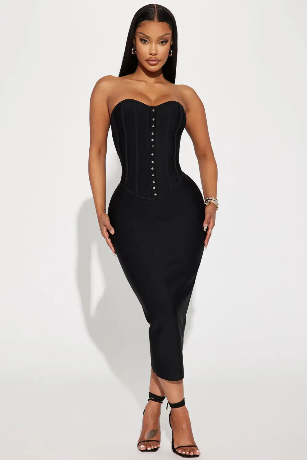 Gemma Bandage Midi Dress - Black