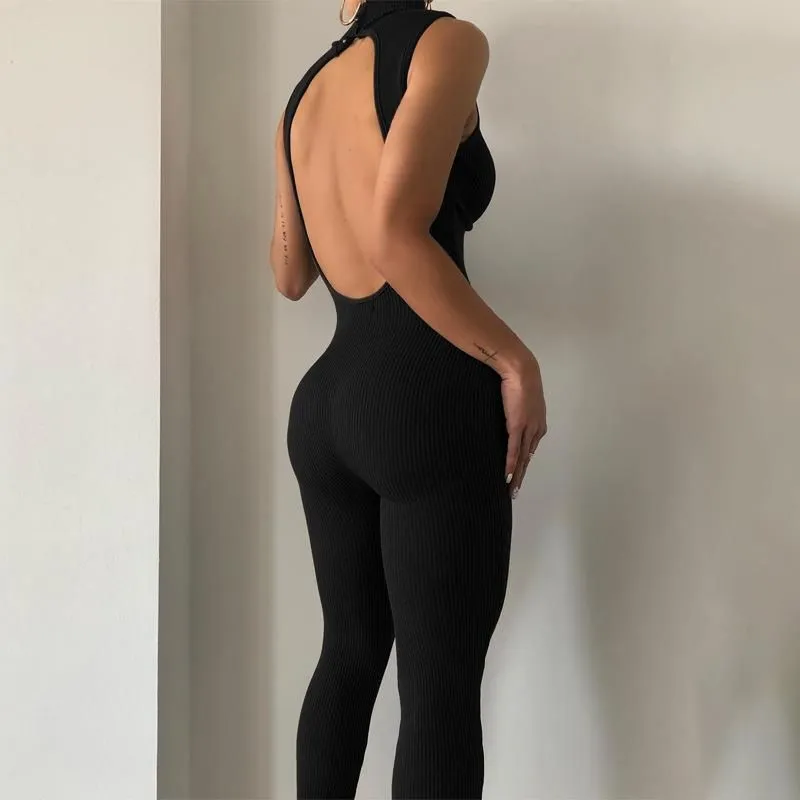 Active Flexibility Sleeveless Turtleneck Yoga Jumpsuit