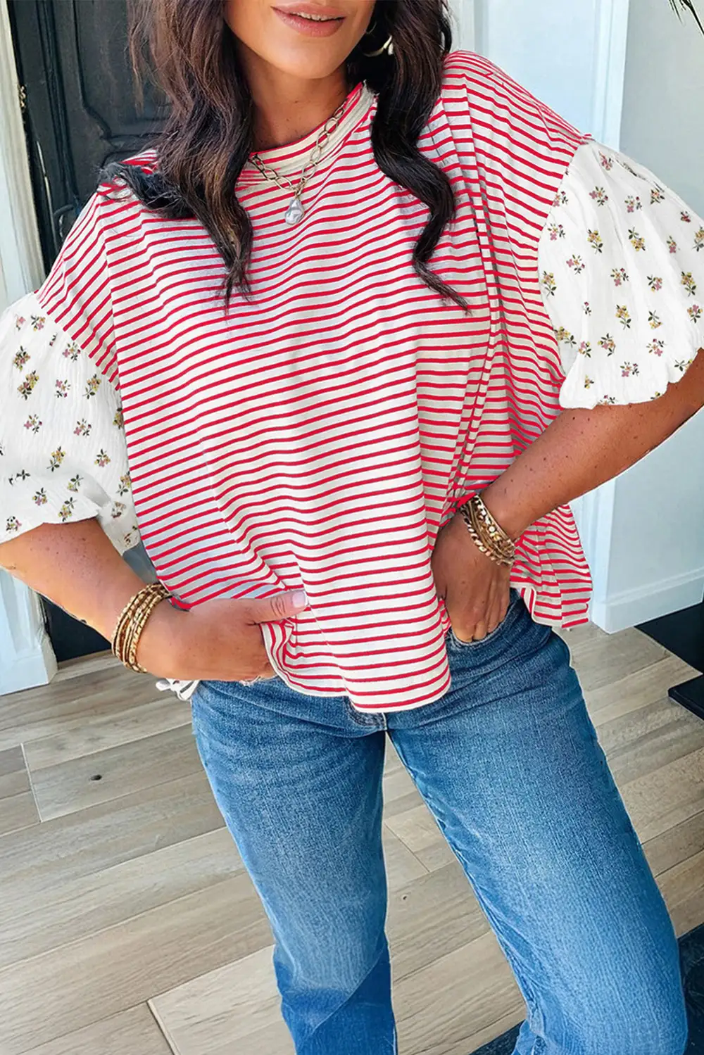 Relaxed Floral Puff Sleeve Everyday Top