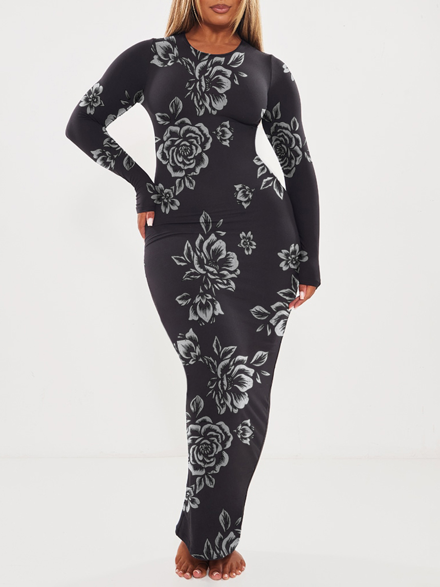 Shape Black Sculpted Long Sleeve Maxi Dress