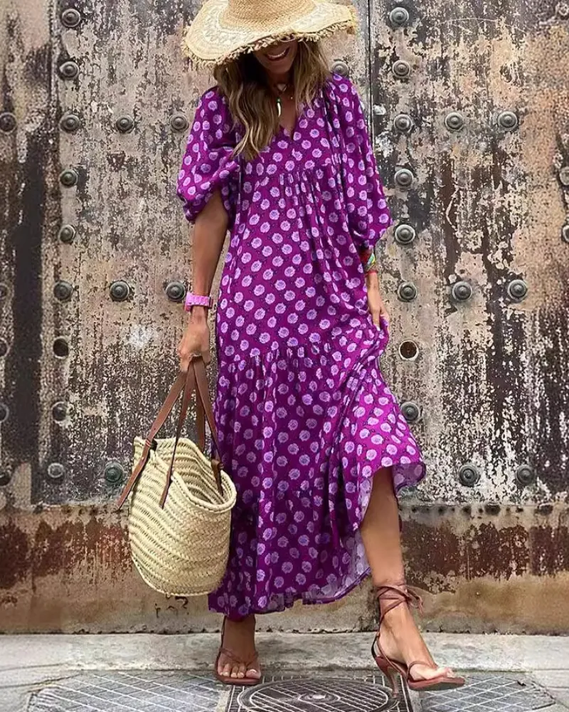 Easy Fit V-Neck Maxi Clean Line Dress