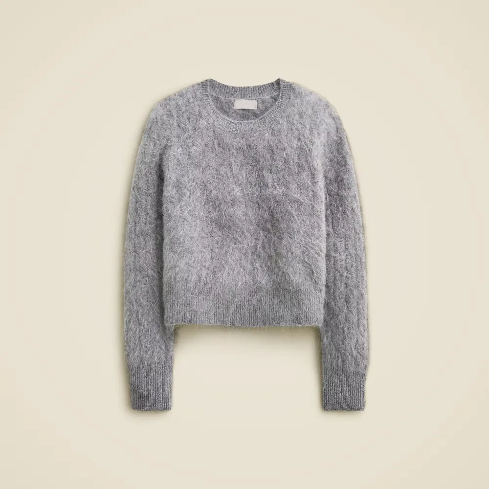 Brushed Cashmere Shrunken Crewneck Sweaters