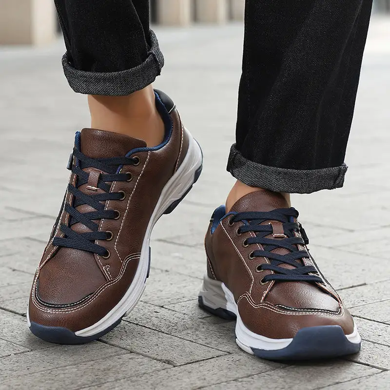 ⏰Limited Time Sale 70% OFF - Men's Genuine Leather Hiking Shoes - Outdoor Work Shoes -Side Zipper, Lightweight, Wide Toe Box, Arch Support, Shock Absorption, Waterproof, Slip-Resistant