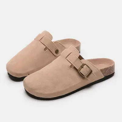 Buckle Suede Slides