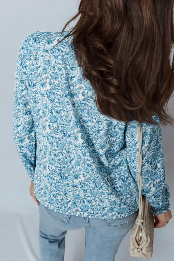 Floral Puff Sleeve Shirt Blouse