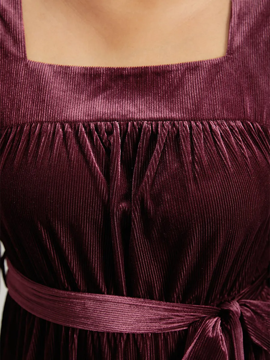 Velvet Patchwork Plus-Size Women's Dress