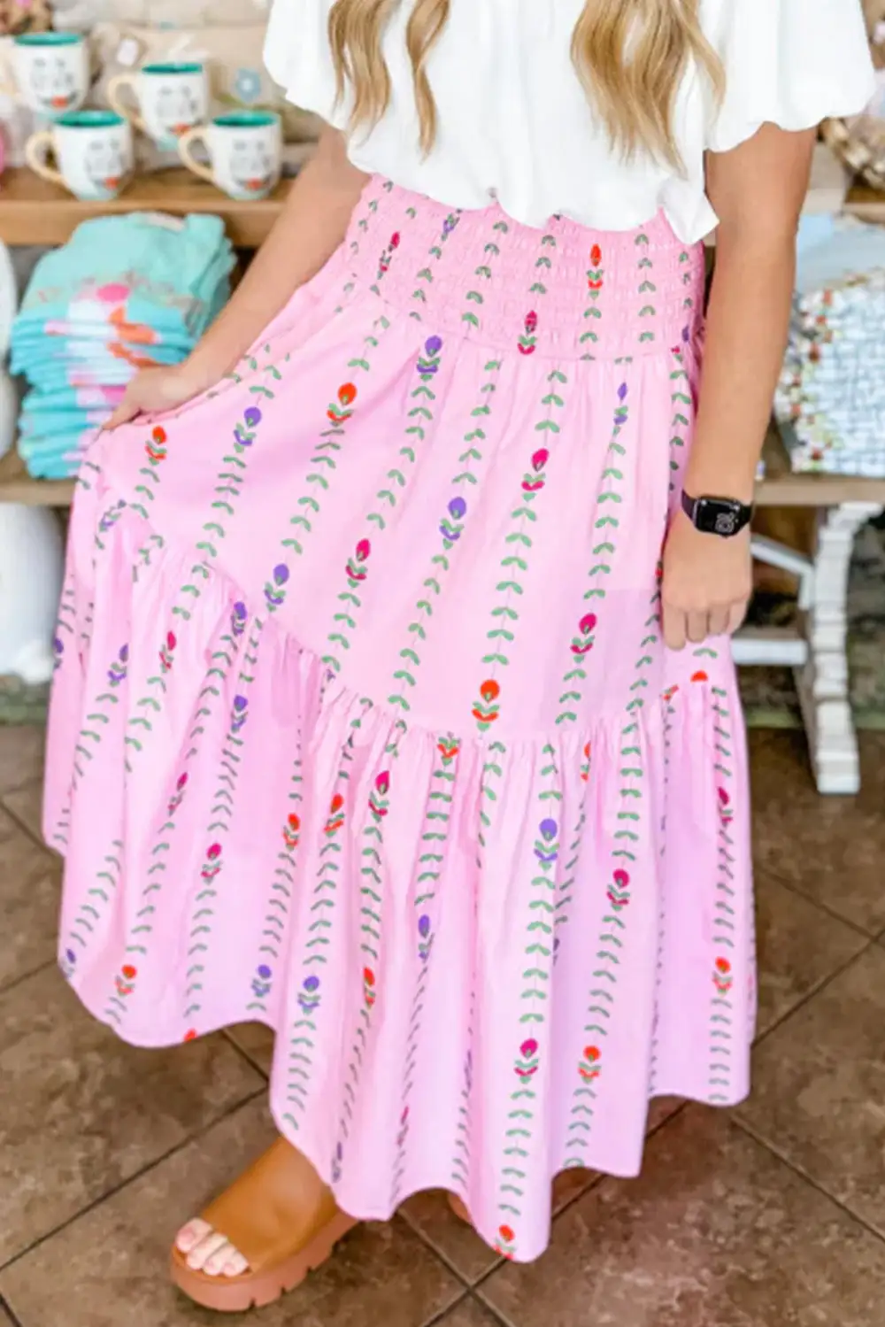 Maxi Print Tiered Skirt