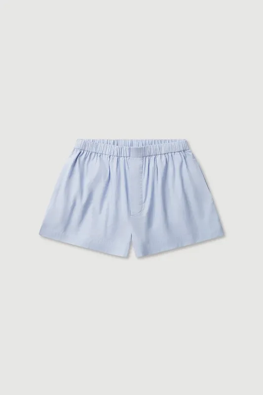 Blue & White Striped Poplin Mini Short