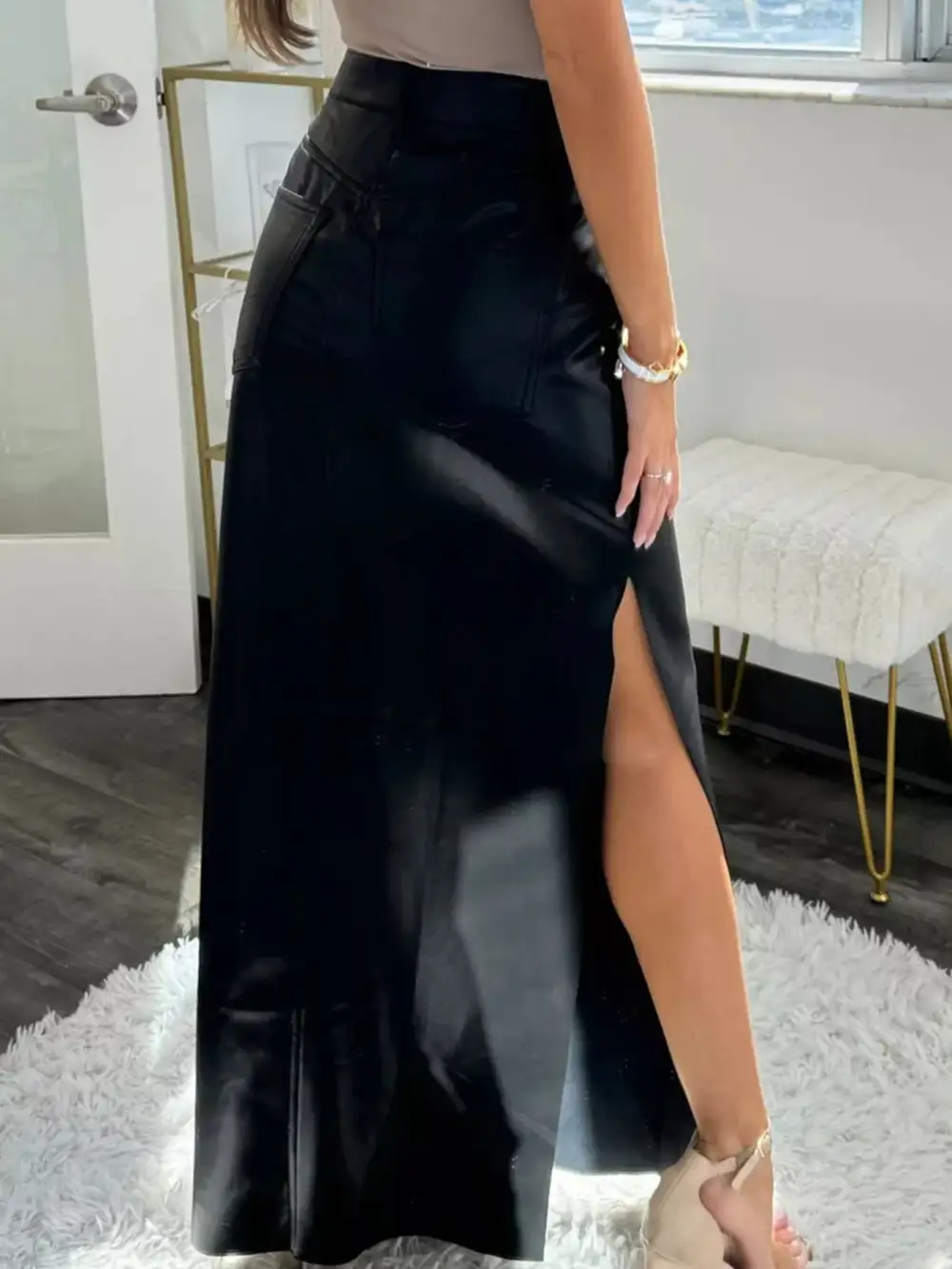 Side Slit High Waist Maxi Skirt