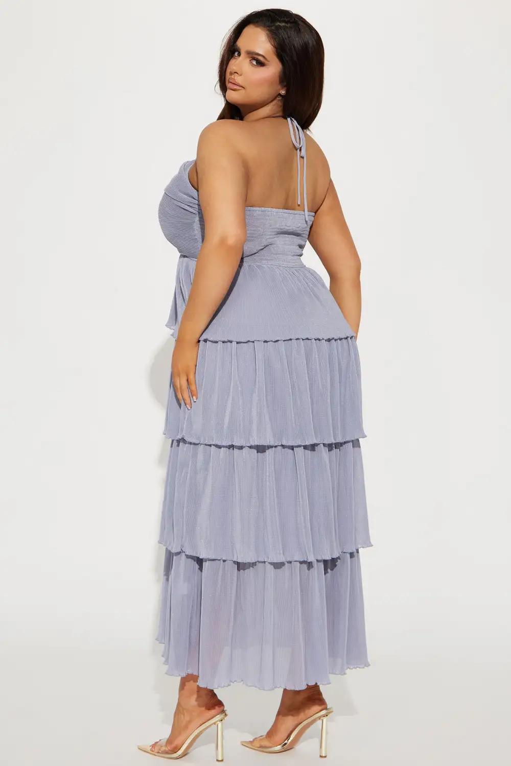 Jazmyn Plisse Maxi Dress - Light Blue