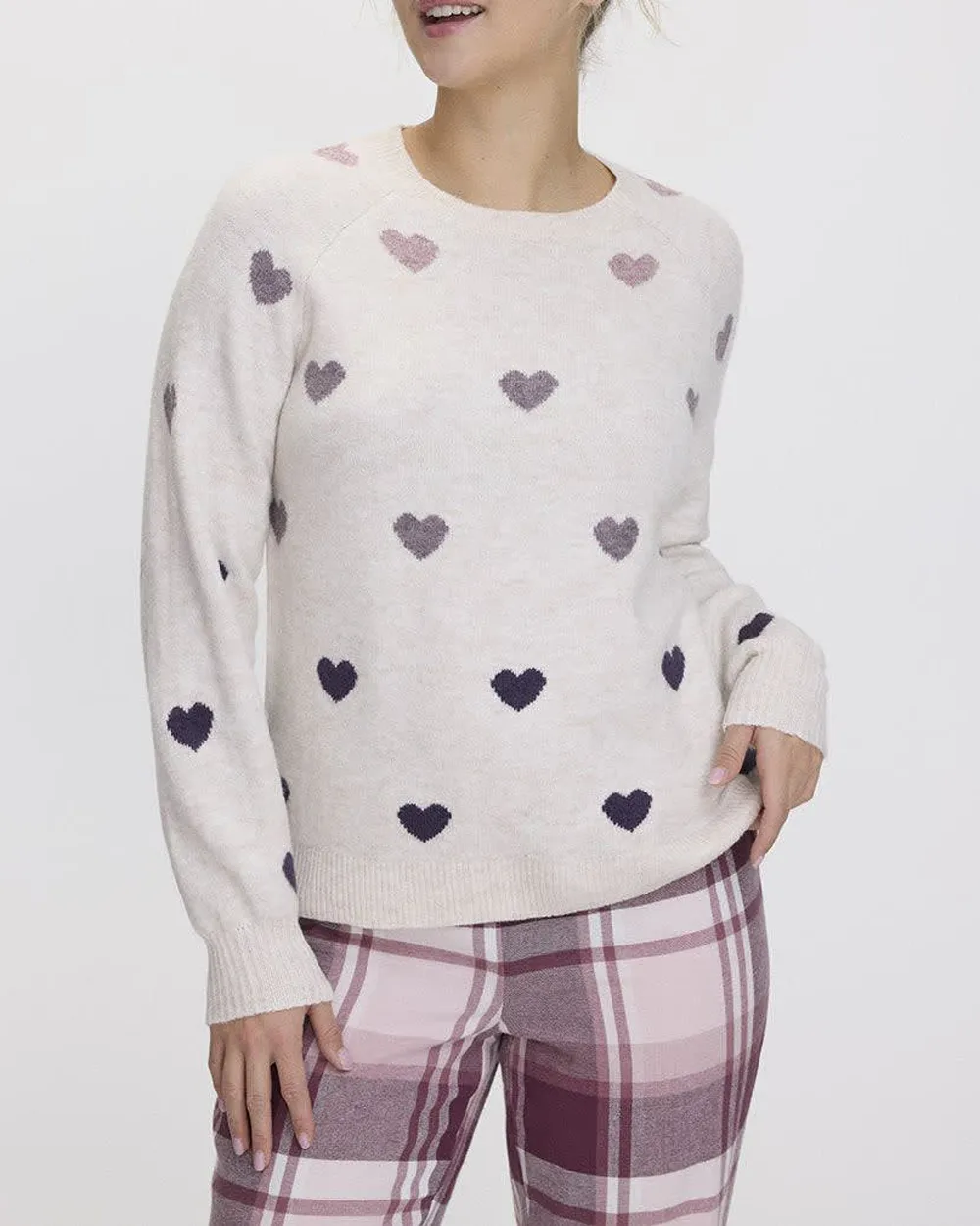 Gradient Heart Print Plush Soft Sweater